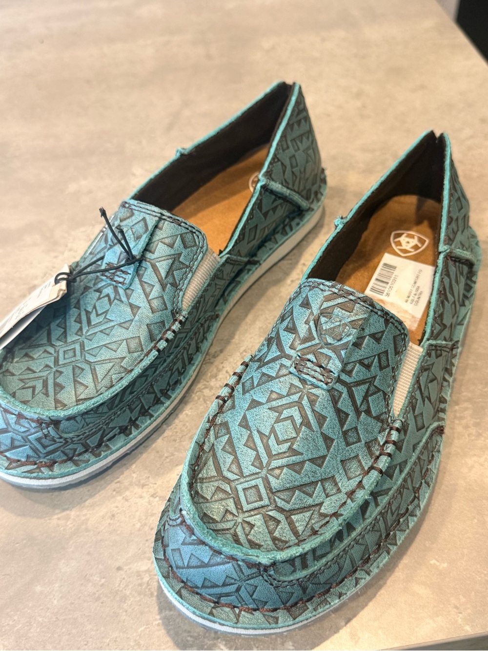 Ariat Teal Geometric Slip-On Loafers